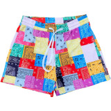 Casual Patchwork Print Home Loose Beach Shorts