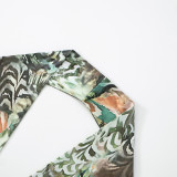Sexy Print Backless Slit Halter Long Dresses