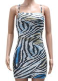 Women'S Sequined Printed Suspender Hip Dress