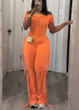 New Style Short-sleeved Tassel Lace Jumpsuit
