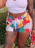 Casual Patchwork Print Home Loose Beach Shorts
