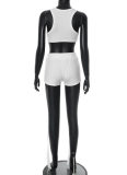 Spring And Summer Striped Vest With Exposed Waist And Ribbon Shorts Two-Piece Suit For Women