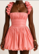 Pink Sexy Solid Color Ruched Spaghetti Strap Bud Dresses