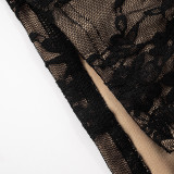 Sexy Lace V-neck Hollow Backless Short Sleeve Tight Shorts Jumpsuit