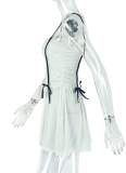 Pleated Wrinkled Stitching Halter Back Dress For Women