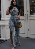 Personalized Hand-ripped Vest Top High Waist Slit Jeans Two-piece Set