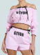 Fashionable One-shoulder Tie-up Short Belly-baring Top and Shorts Set