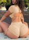 Sexy Hot Girl belly-baring Short-sleeved Top Slim Shorts Set
