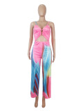Sexy Backless Colorful Suspenders High Waist Jumpsuit (with adjustment buckle)