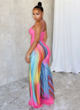 Sexy Backless Colorful Suspenders High Waist Jumpsuit (with adjustment buckle)