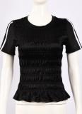 Stretch Shiny Casual Sports Style T-Shirt Top