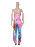 Sexy Backless Colorful Suspenders High Waist Jumpsuit (with adjustment buckle)