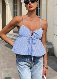 Sexy Striped Lace-Up Tank Top