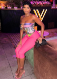 Sexy Print Strapless Sleeveless Two Pieces