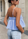 Sexy Striped Lace-Up Tank Top
