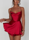 Sexy Slim Fit Backless Solid Color Suspender Dress Culotte