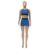 Fashionable Casual Summer New Striped Two-piece Suit