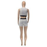 Fashionable Casual Summer New Striped Two-piece Suit