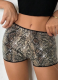 New Arrival Sequined Leopard Print Stretch Shorts Elastic Waist Casual Shorts