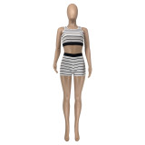 Fashionable Casual Summer New Striped Two-piece Suit