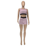 Fashionable Casual Summer New Striped Two-piece Suit