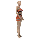Fashionable Casual Summer New Striped Two-piece Suit