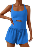 Fashion Sports Shorts Hollow Cross Loose Vest Jumpsuit