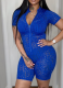 Blue Sexy See-through New Style Ripped Tight Zipper Bodysuit