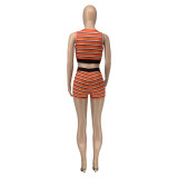 Fashionable Casual Summer New Striped Two-piece Suit