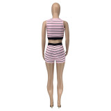 Fashionable Casual Summer New Striped Two-piece Suit