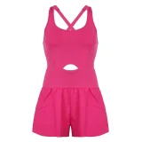 Fashion Sports Shorts Hollow Cross Loose Vest Jumpsuit