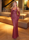 Fashion Style Temperament Slim Halterneck Lace Long Dress