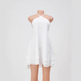 Sexy 3D Flower Halter Neck Chiffon Mini Dress