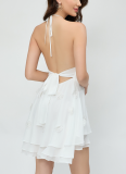 Sexy 3D Flower Halter Neck Chiffon Mini Dress