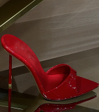 New Patent Leather Shallow Back High Heel Stiletto Pointed Open Toe Sandals