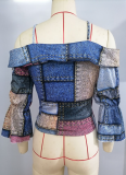 Women's Fashion Printed Suspender Lapel Top