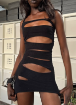 Fashionable Street Hottie Design Hollow Hip-hugging Slim Dress