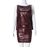 Popular Hip-wrapped Backless European and American Sequined Dress