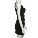 Fashionable Street Hottie Design Hollow Hip-hugging Slim Dress