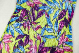 Sexy Printed Cross Halter Neck Hollow Back Loose Comfortable Waist Jumpsuit