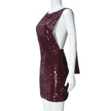 Popular Hip-wrapped Backless European and American Sequined Dress