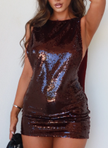Popular Hip-wrapped Backless European and American Sequined Dress
