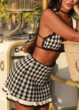 Check Mate Sweater Skirt Set - Black/White