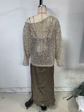 Casual Color Hollow Loose Fit Pullover Sequin Top
