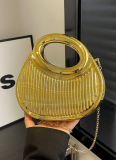 Take Note Hard Case Clutch - Gold