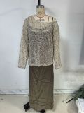 Casual Color Hollow Loose Fit Pullover Sequin Top