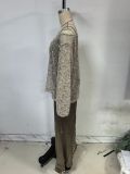 Casual Color Hollow Loose Fit Pullover Sequin Top