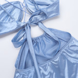 Sexy Halter Neck Satin Sling Hollow Beach Dress