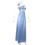 Sexy Halter Neck Satin Sling Hollow Beach Dress