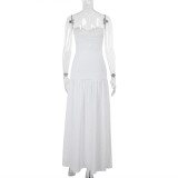 New Hot Girl Beach Style Vacation Tube Top Hollow Dress